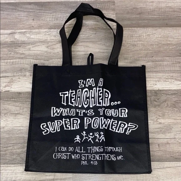 ❤️ 3/$15 Black Canvas Tote Bag with Inspirational Message - Picture 1 of 3